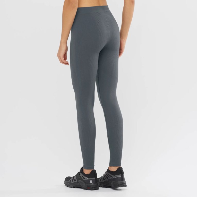 Dámské Běžecké Tighty Salomon Essential Seamless Tmavě Šedé | CZ 03RENGM